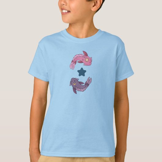 太陽と月の鯉 | 天体の魚座アート Tシャツ (正面)
