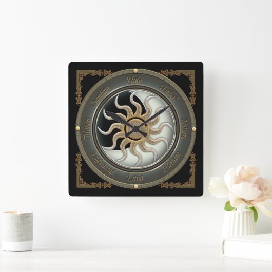 太陽と月異教の輪壁時計 スクエア壁時計 (ホーム)