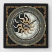 太陽と月異教の輪壁時計 スクエア壁時計 (正面)