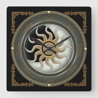 太陽と月異教の輪壁時計 スクエア壁時計