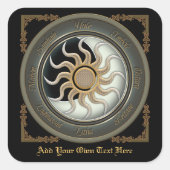 太陽と月輪異教の蔵書票 スクエアシール (正面)