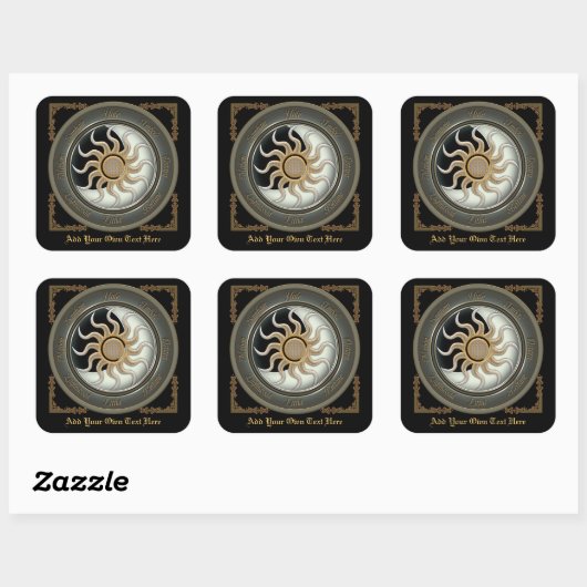 太陽と月輪異教の蔵書票 スクエアシール (シート)