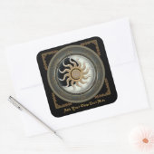 太陽と月輪異教の蔵書票 スクエアシール (封筒)