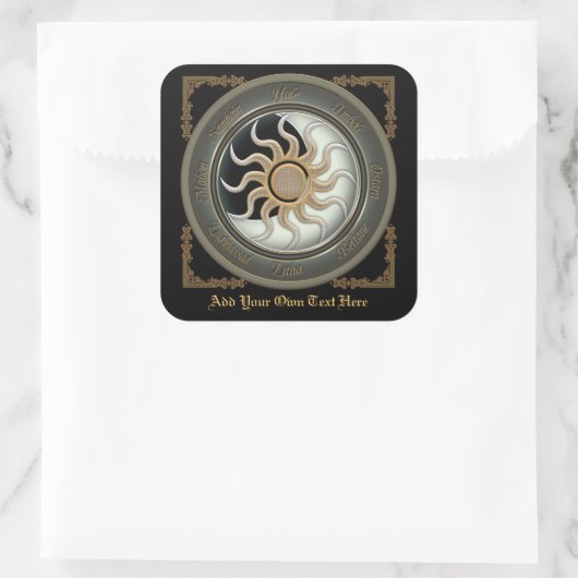 太陽と月輪異教の蔵書票 スクエアシール (バッグ)