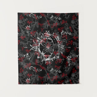 太陽と月、ウィッカ、魔女、異教のハロウィン タペストリー
