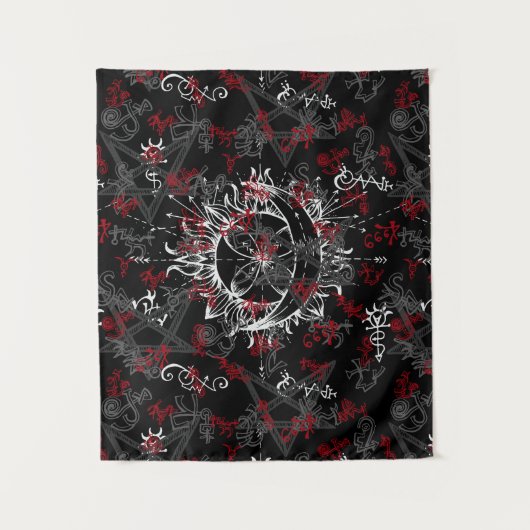 太陽と月、ウィッカ、魔女、異教のハロウィン タペストリー (正面)