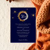 太陽と月 エレガント モノグラム ウェディング 招待状