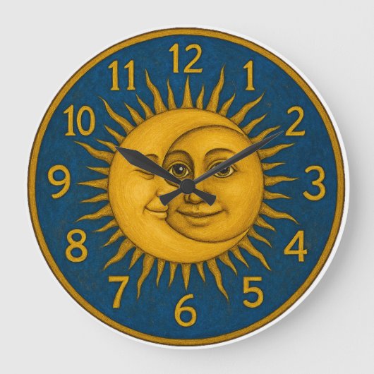 太陽と月 ラージ壁時計 (正面)