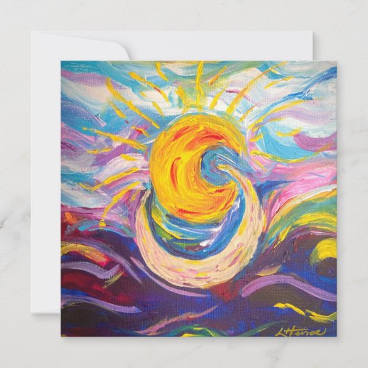 「太陽と月」勇気付けられるフラットカード ノートカード (正面)