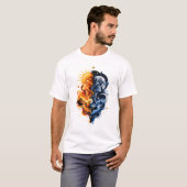 太陽と月 - 天体の宇宙的バランスデザイン Tシャツ (正面フル)