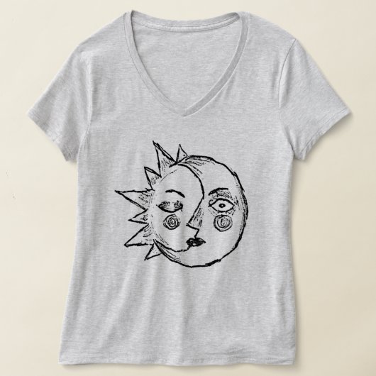 太陽と月 Tシャツ (レイダウン)