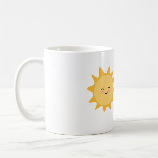 太陽と朝のデザインを持つマグカップ コーヒーマグカップ (左)
