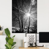 太陽と木の枝のトレーサリーのポスター ポスター (ホームオフィス)