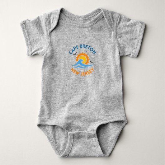 太陽と波のベビーTシャツ ベビーボディスーツ (正面)