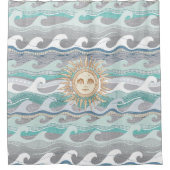 太陽と波 シャワーカーテン (正面)