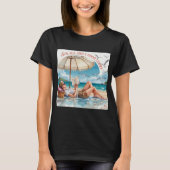 太陽と海と本のあるビーチTシャツ Tシャツ (正面)