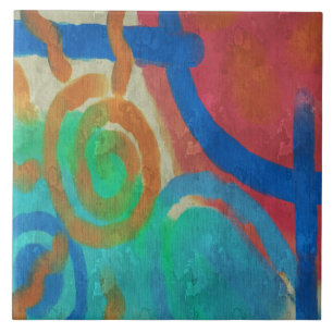 太陽と海の抽象芸術絵画ズ タイル