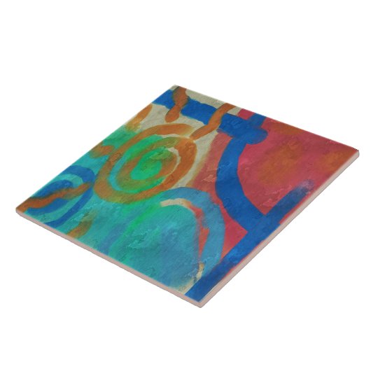 太陽と海の抽象芸術絵画ズ タイル (側面)