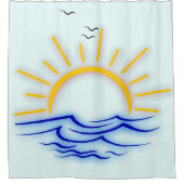 太陽と海波 シャワーカーテン (正面)