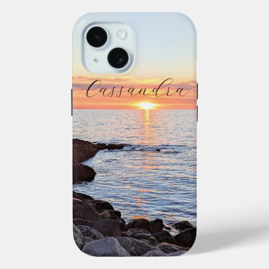 太陽と海黄金の日没の名前の写真 Case-Mate iPhoneケース (裏面)