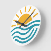 太陽と海 ラウンド壁時計 (傾斜)