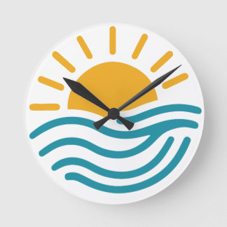 太陽と海 ラウンド壁時計