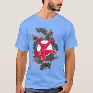 太陽と灰色の雲を持つ赤いフリーフライヤー Tシャツ