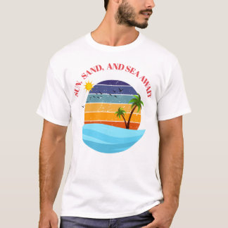 太陽と砂浜と海が待っている Tシャツ