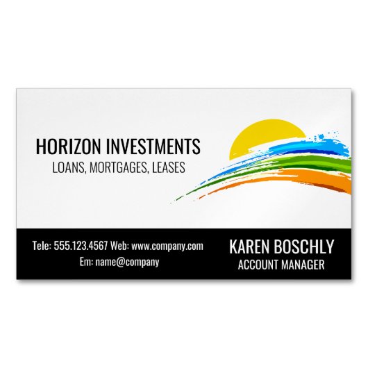 太陽と色付きブ絵を描ラシ マグネット名刺 (正面)