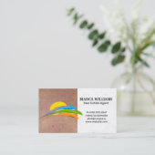 太陽と色付きブ絵を描ラシ |不動産実在代理業者 名刺 (スタンド正面)