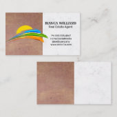 太陽と色付きブ絵を描ラシ |不動産実在代理業者 名刺 (正面/裏面)