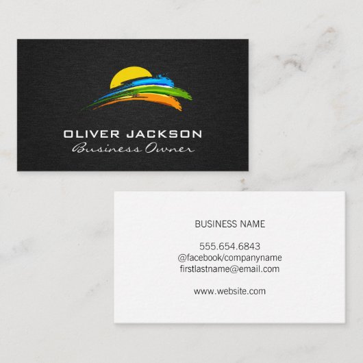 太陽と色付きブ絵を描ラシ 名刺 (正面/裏面)