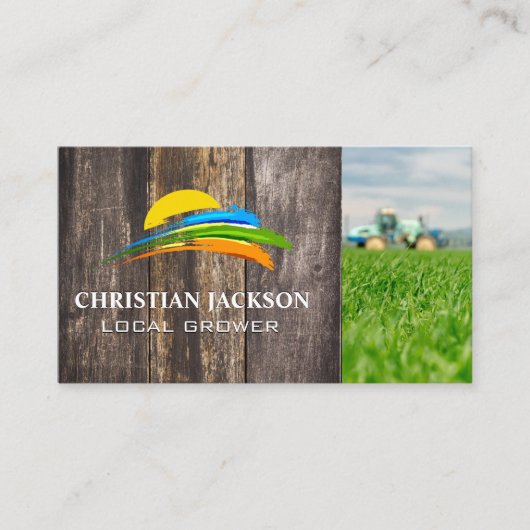 太陽と色付きブ絵を描ラシ | 農業農家 名刺 (正面)