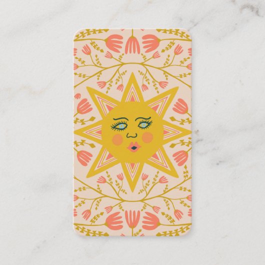 太陽と開花つる植物エレガントズ図解入りの、写真付きのサンディ 名刺 (正面)