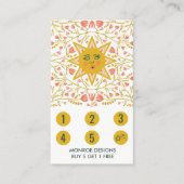 太陽と開花つる植物エレガント図解入りの、写真付きのボホ5 ロイヤリティカード (正面)