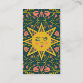 太陽と開花つる植物エレガント図解入りの、写真付きのボホ5 ロイヤリティカード (裏面)