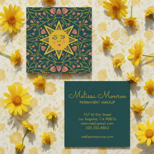 太陽と開花つる植物ボホエレガントー スクエア名刺