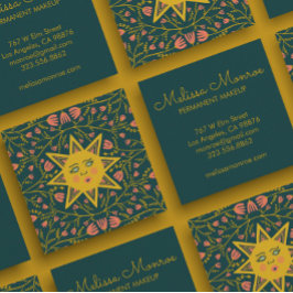 太陽と開花つる植物ボホエレガントー スクエア名刺