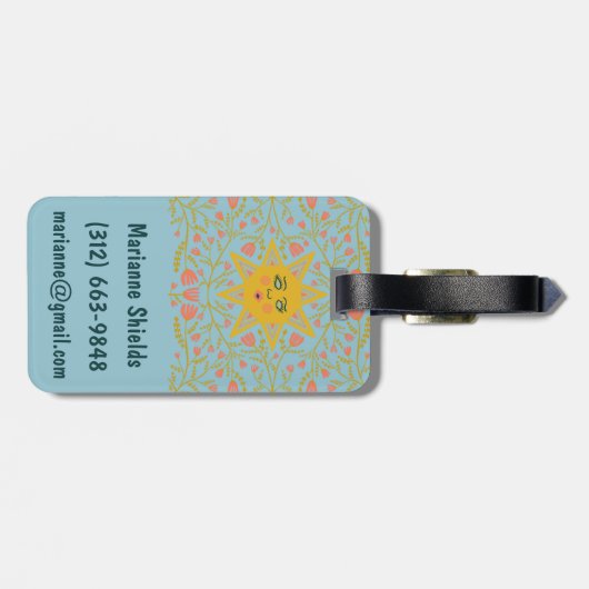 太陽と開花つる植物 カスタマイズ ラゲッジタグ (裏面横)