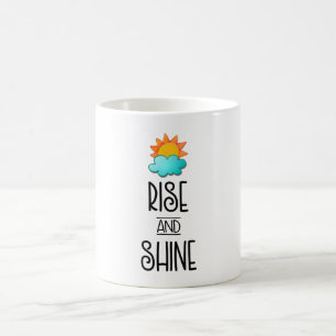 太陽と雲とのライズとシャインタイポグラフィ コーヒーマグカップ