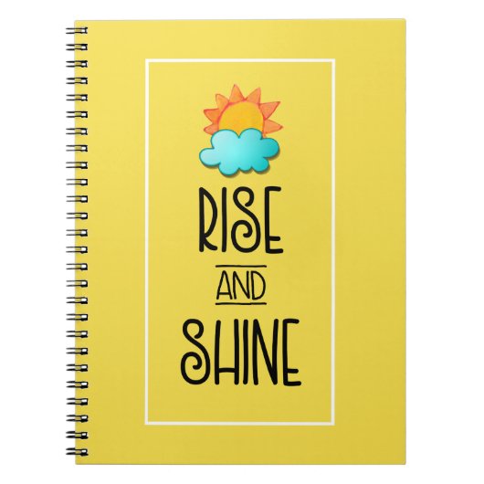 太陽と雲とのライズとシャインタイポグラフィ ノートブック (正面)