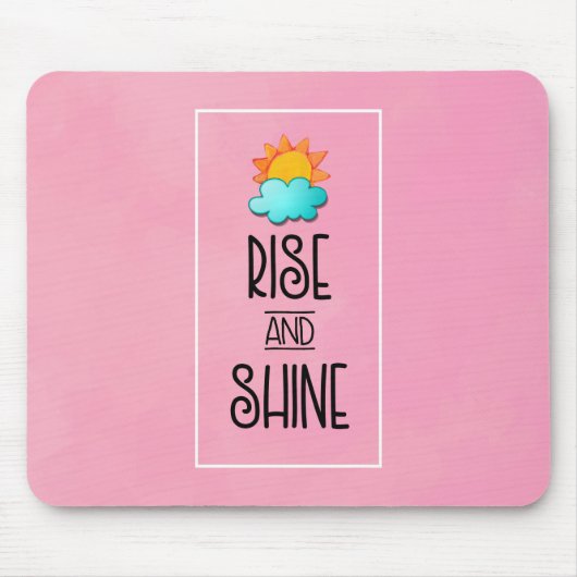 太陽と雲とのライズとシャインタイポグラフィ マウスパッド (正面)