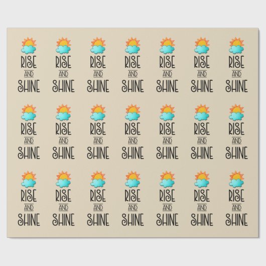 太陽と雲とのライズとシャインタイポグラフィ ラッピングペーパー (フラット)