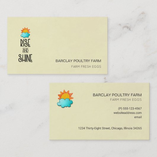 太陽と雲とのライズとシャインタイポグラフィ 名刺 (正面/裏面)