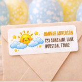 太陽と雲のベビーシャワー返信住所ラベル ラベル