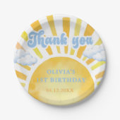 太陽と雲の誕生日パーティー紙皿 ペーパープレート (正面)