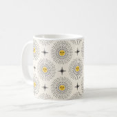 太陽と顔のシームレス模様 コーヒーマグカップ (正面左)