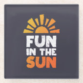 太陽におもしろいを示す標識 ガラスコースター (正面)