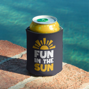 太陽におもしろいを示す標識 缶クーラー