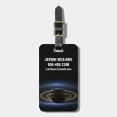 太陽によってバックライト付きの土星システムのモザイク。 ラゲッジタグ (正面縦)